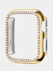 Золотой чехол для Apple Watch со стразами со стеклом 38, 40, 41, 42, 44, 45мм