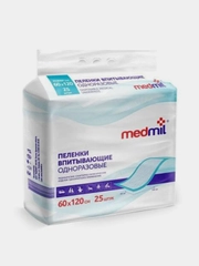 Пеленка впитывающая одноразовая MEDMIL "Оптима", 60х120 сантиметров, по 25 штук