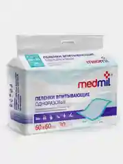Пеленка впитывающая одноразовая MEDMIL "Оптима", 60х60 сантиметров, по 30 штук