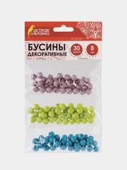 Бусины для творчества "Шарики", 8 мм, 30 грамм, серые, голубые, салатовые, "Остров сокровищ", 661238