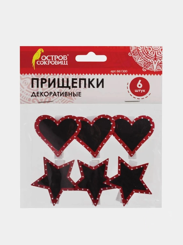 Прищепки декоративные "Дощечки для рисования мелом", 6 штук, 3,5 см, ассорти