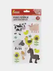 Наклейки из EVA "Ферма", 12 шт., ассорти, Остров Сокровищ, 661459