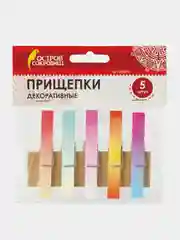Прищепки декоративные "Яркий градиент", 5 штук, 7,2 см, ассорти, 662676