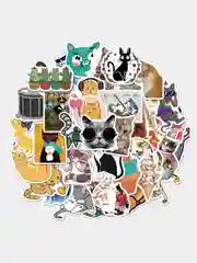 Стикеры "Котэ", 50 штук, набор наклеек стикеров, котики и лапки, коты, мемы