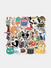 Стикеры "Котэ", 50 штук, набор наклеек стикеров, котики и лапки, коты, мемы