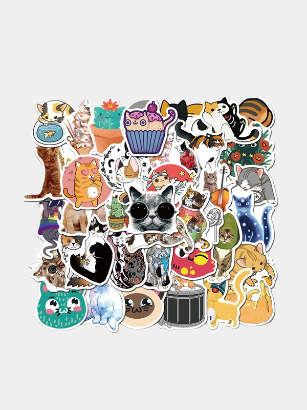 Стикеры "Котэ", 50 штук, набор наклеек стикеров, котики и лапки, коты, мемы