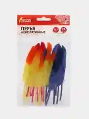 Перья декоративные прямые, 10-15 см, 24 шт, двухцветные