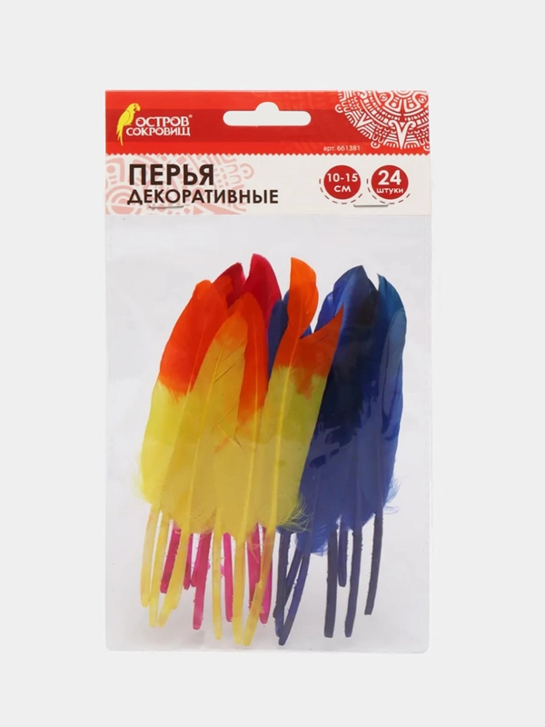 Перья декоративные прямые, 10-15 см, 24 шт, двухцветные