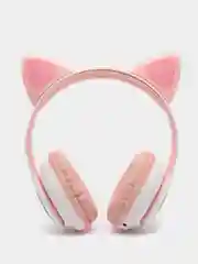 Пастельно-коралловый наушники беспроводные, детские, VZV-28M Cat Ear, с кошачьими ушками, светящиеся