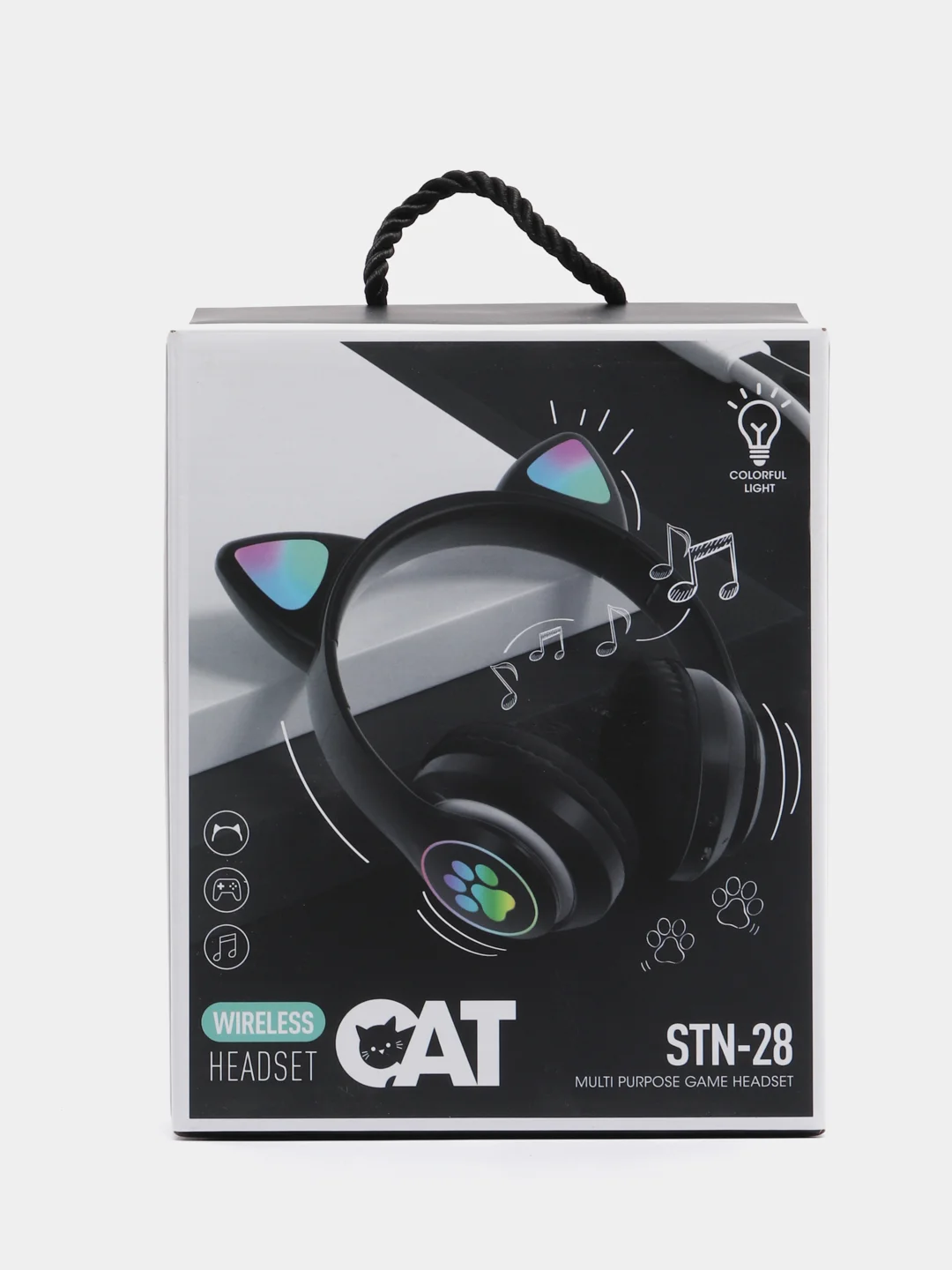 Черный наушники беспроводные, детские, VZV-28M Cat Ear, с кошачьими ушками, светящиеся