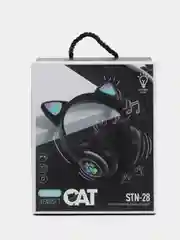 Черный наушники беспроводные, детские, VZV-28M Cat Ear, с кошачьими ушками, светящиеся
