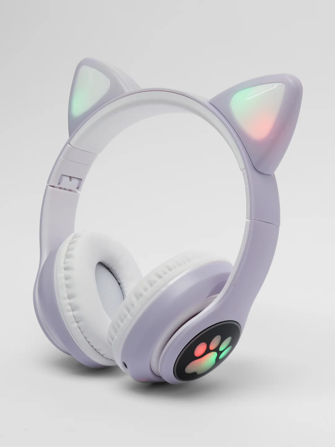 Сиреневый наушники беспроводные, детские, VZV-28M Cat Ear, с кошачьими ушками, светящиеся