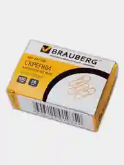 Скрепки BRAUBERG, 28 мм, золотистые, 100 штук