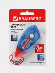 Корректирующая лента BRAUBERG 5 мм х 8 м, корпус синий, механизм перемотки, блистер, 227801