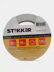 Скотч двусторонний на полипропиленовой основе STEKKER, прозрачный, 18 мм x 30 м