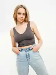 Угольный топ женский спортивный