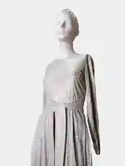Серебряный платье вечернее женское, плиссе, длинное