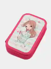 Пенал ЮНЛАНДИЯ, 2 отделения, ламинированный картон, блестки, 19х11 см, Girl, 270887