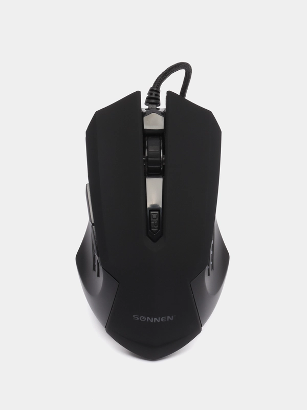 Мышь проводная игровая SONNEN I3, 6 кнопок, 800-3200 dpi, LED-подсветка, черная,513523