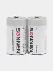 Батарейки КОМПЛЕКТ 2 шт, SONNEN Alkaline,  D (LR20, 13А), алкалиновые, блистер, 451091