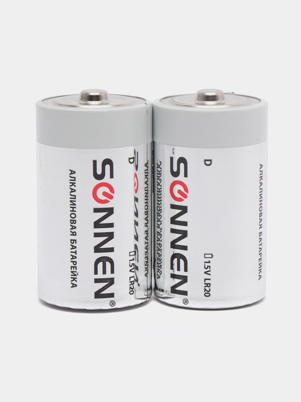 Батарейки КОМПЛЕКТ 2 шт, SONNEN Alkaline,  D (LR20, 13А), алкалиновые, блистер, 451091