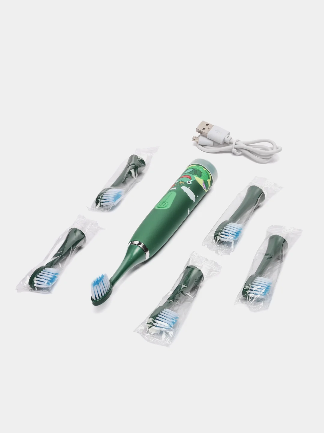 Электрическая зубная щетка, детская, 5 насадок, USB-провод