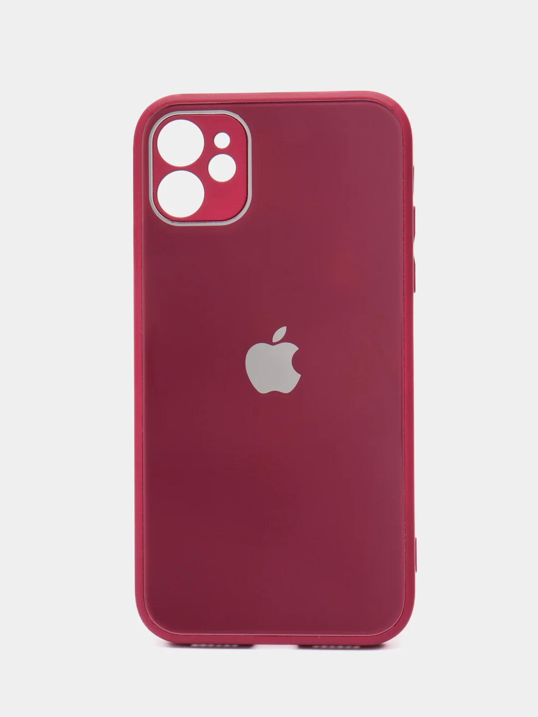 Красный силиконовый чехол для iPhone 11, со стеклянной панелью и защитой для камеры