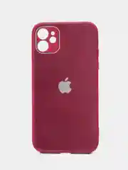 Красный силиконовый чехол для iPhone 11, со стеклянной панелью и защитой для камеры