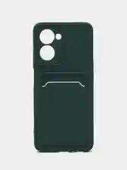 Зеленый чехол для Realme C33 (Реалми С33), с карманом для карт, прозрачный