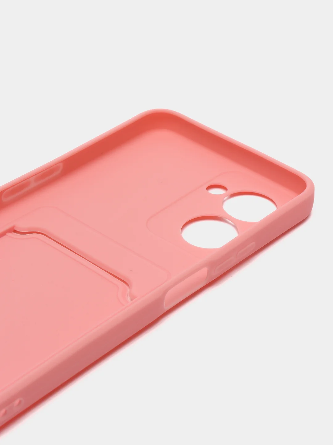 Розовый чехол для Realme C33 (Реалми С33), с карманом для карт, прозрачный