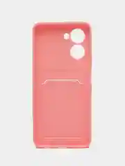 Розовый чехол для Realme C33 (Реалми С33), с карманом для карт, прозрачный