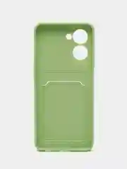 Лайм чехол для Realme C33 (Реалми С33), с карманом для карт, прозрачный