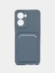 Синий меланж чехол для Realme C33 (Реалми С33), с карманом для карт, прозрачный