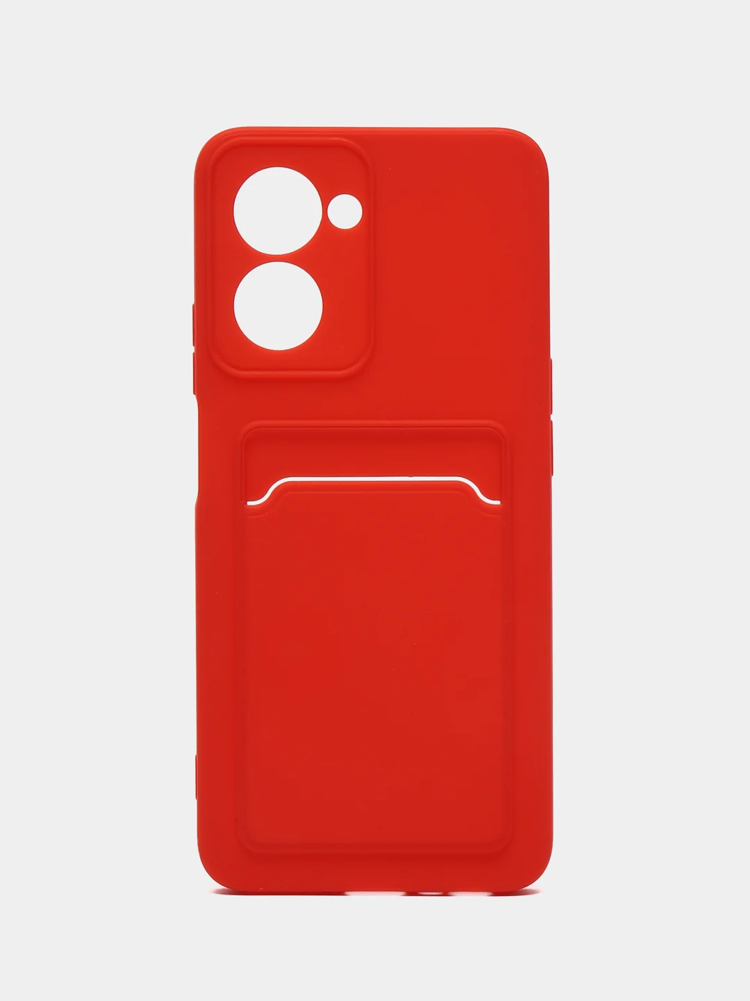 Красный чехол для Realme C33 (Реалми С33), с карманом для карт, прозрачный