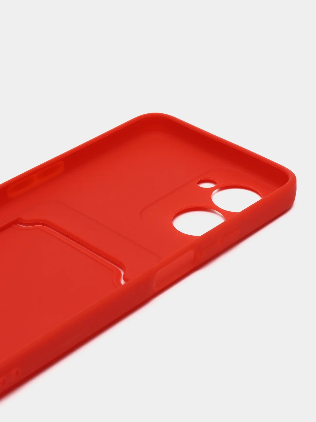 Красный чехол для Realme C33 (Реалми С33), с карманом для карт, прозрачный