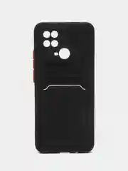 Черный чехол для Xiaomi Redmi 10C Poco C40 Редми 10С Поко С40 с карманом для карт прозрачный