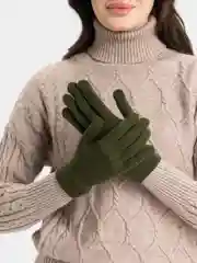 Зелёный хаки перчатки женские с начесом