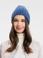 Индиго шапка женская Hippy без подклада, с отворотом, весна-осень