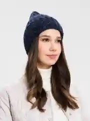 Синий шапка женская "Крис", вязаная, с отворотом