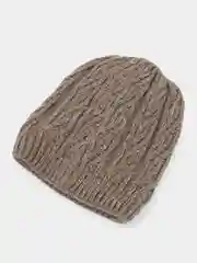 Песочный хаки шапка женская  Колосок, бини вязаная на флисе, зима-осень