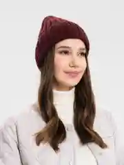 Бордовый шапка женская Hippy без подклада, с отворотом, весна-осень