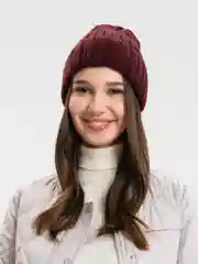 Бордовый шапка женская Hippy без подклада, с отворотом, весна-осень