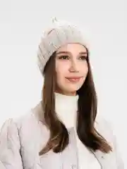 Светло-бежевый шапка женская "Крис", вязаная, с отворотом