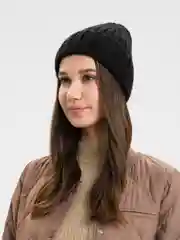 Черный шапка женская Hippy без подклада, с отворотом, весна-осень