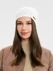Белый шапка-бини молодежная Hipp, вязаная, без подклада, весна-осень