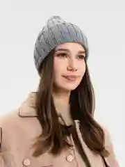 Серый шапка женская "Крис", вязаная, с отворотом