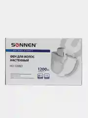 Фен для волос настенный SONNEN, 1200 Вт, пластиковый корпус, 4 скорости, белый, 604197
