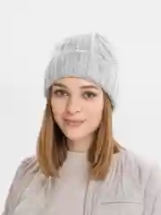 Серый меланж шапка женская "Элисия", на флисовом подкладе