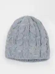 Серый шапка женская  Колосок, бини вязаная на флисе, зима-осень