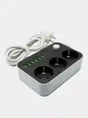 Черный сетевой фильтр с USB разъемами с быстрой зарядкой / Удлинитель с USB портами
